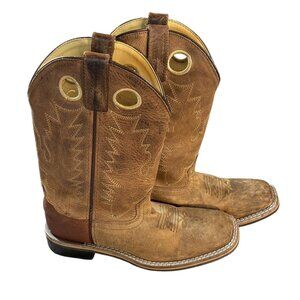 Smoky Mountain Leather Western Cowboy Boots Size 3.5 Youth Brown Square Toe